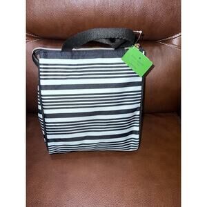 NWT Kate Spade Black & White Stripe Insulated Lunch Tote‎ Bag